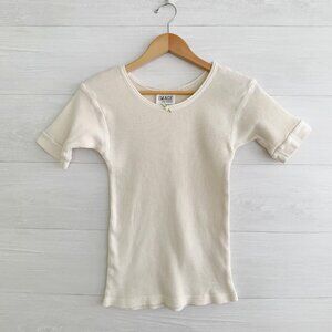 Image by Edie - Ivory short sleeve thermal waffle top, One Size
